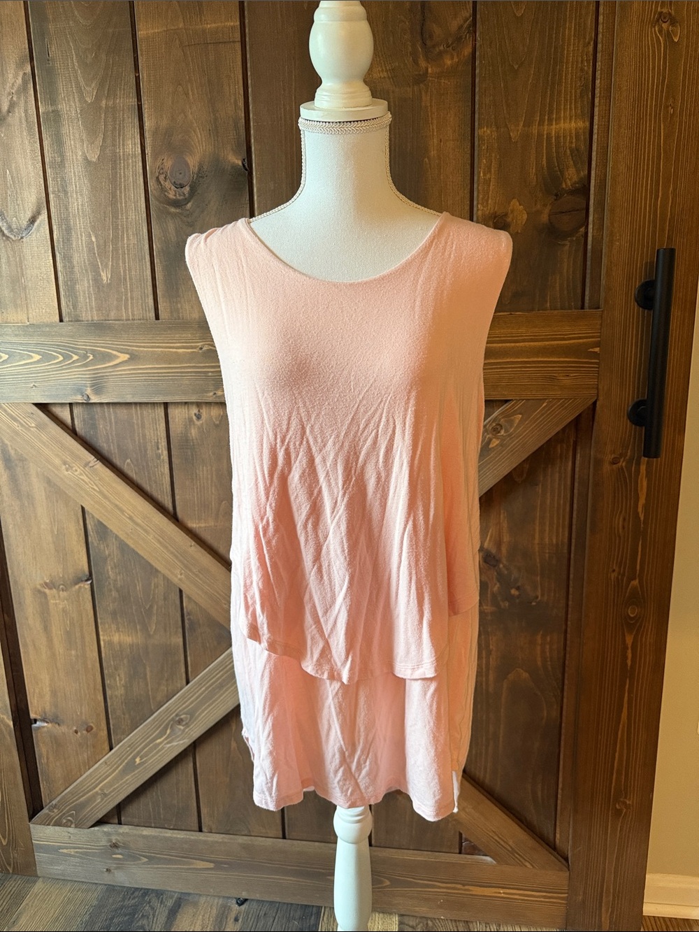 Kate & Mallory Layered Sleeveless Tank Top - Pale Pink
